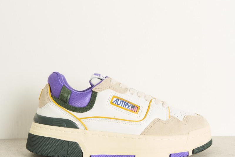 Sneakers donna low bianco, verde e viola ROLW MM36 AUTRY 