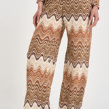 Pantalone donna degradé zig zag marrone AMALIA 01846L MC2 SAINT BARTH 