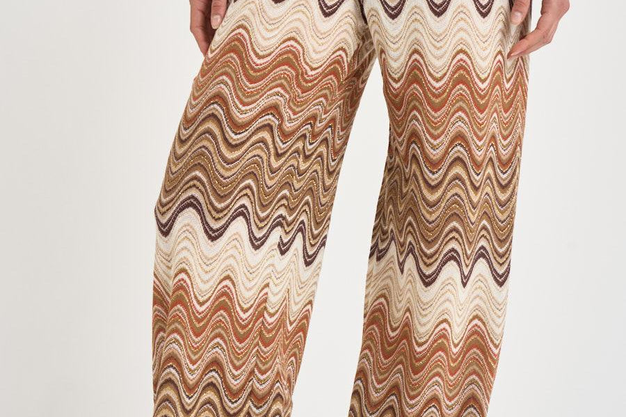 Pantalone donna degradé zig zag marrone AMALIA 01846L MC2 SAINT BARTH 