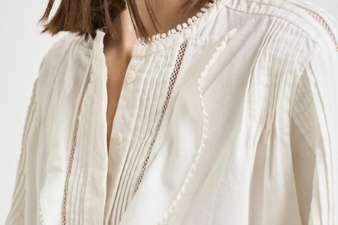 Blusa donna bianca con pizzo CH0308FA D1I02I20WH ISABEL MARANT 