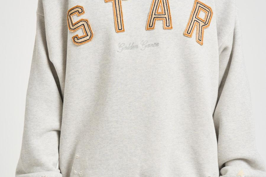 Felpa uomo girocollo grigio chiaro GUP02711 P00241260665 GOLDEN GOOSE 