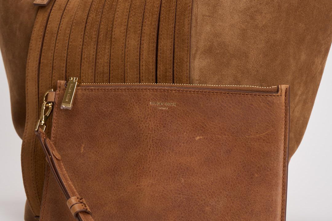 Borsa donna 24.7 Fringed Palmellato marrone GWA00766 A00074655312 GOLDEN GOOSE 