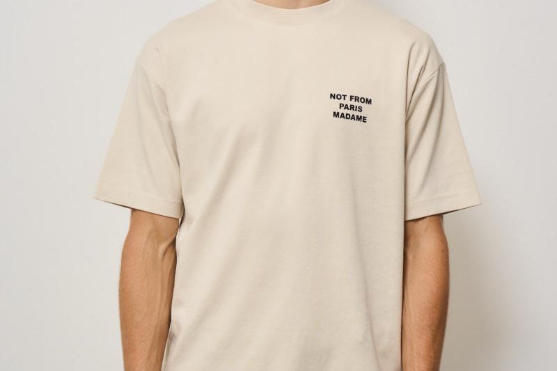 T-shirt uomo girocollo beige TS203 CO0002MT DROLE DE MONSIEUR 