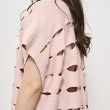 Cardigan donna traforato rosa F5SA74 F47 LIVIANA CONTI 