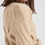 Maglione girocollo trecce donna Nils beige NILS 02ORGANIC KUJTEN 