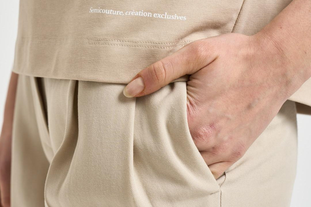 T-shirt donna Segunda beige con fiocco sul retro Y6SJ13 V62 SEMICOUTURE 