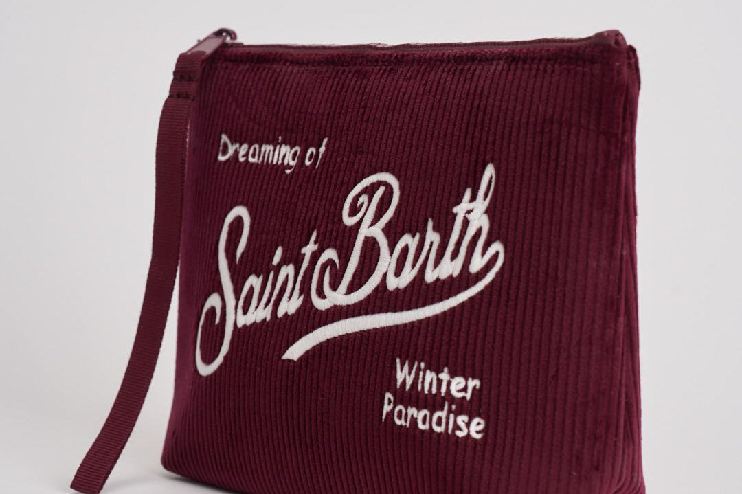 Pochette donna Aline Corduroy in velluto bordeaux ALINE COURD45 MC2 SAINT BARTH 