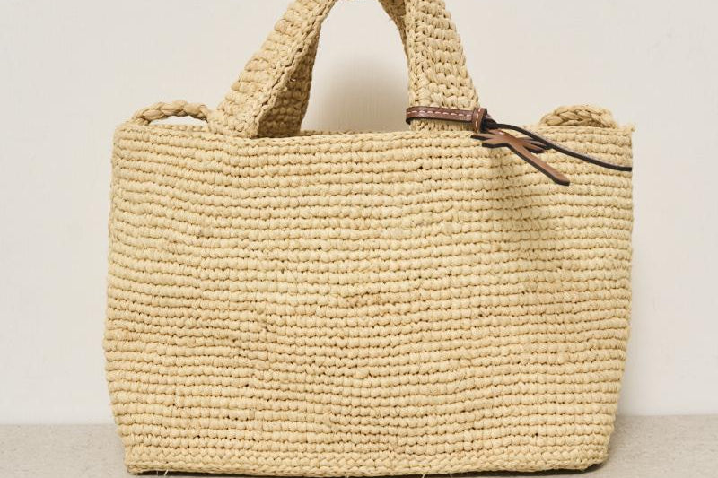 Borsa donna a mano in rafia beige V8.8DV NATURAL MANEBI' 