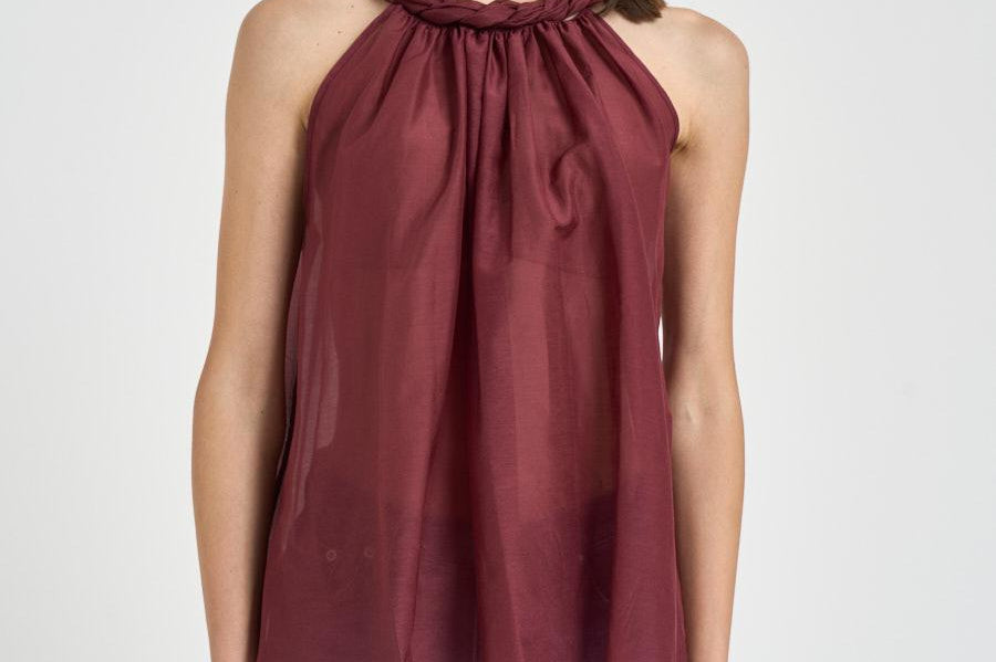Top donna con torchon intrecciato bordeaux S6SI02 D57 SEMICOUTURE 