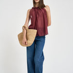Top donna con torchon intrecciato bordeaux S6SI02 D57 SEMICOUTURE 