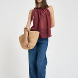 Top donna con torchon intrecciato bordeaux S6SI02 D57 SEMICOUTURE 