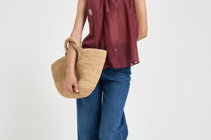 Top donna con torchon intrecciato bordeaux S6SI02 D57 SEMICOUTURE 
