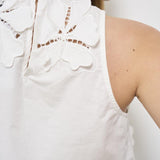 Top donna in popeline bianco ricamato 13606 BIANCO0006 FORTE FORTE 