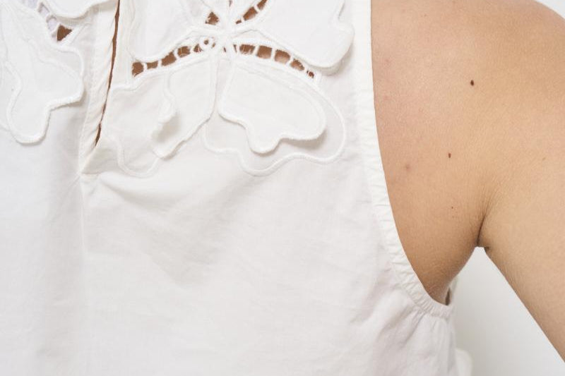 Top donna in popeline bianco ricamato 13606 BIANCO0006 FORTE FORTE 