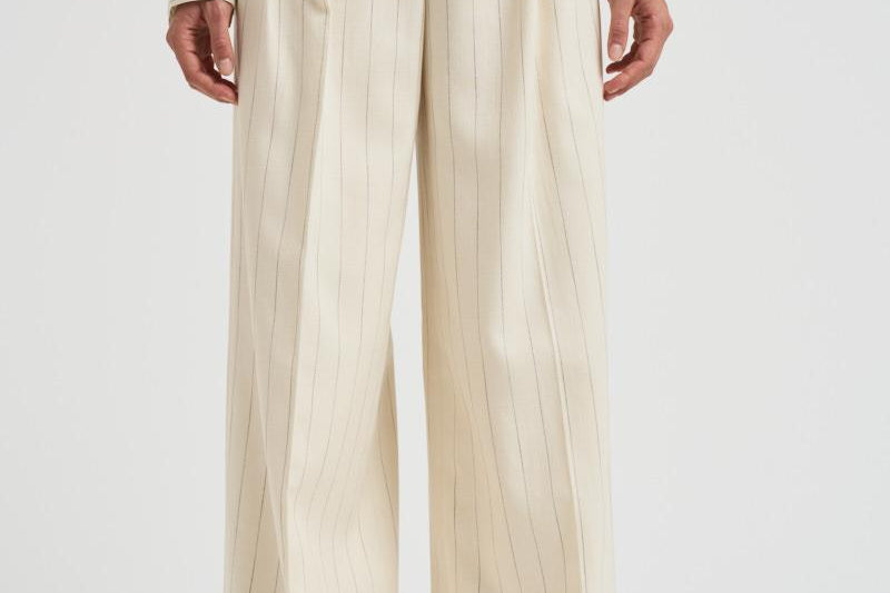 Pantalone donna Lou a palazzo gessato panna 10863 MTL66 ANINE BING 