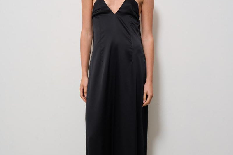 Abito donna lungo Lindsey nero 625SS6610S BLACK DANAME 