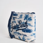 Pochette donna Aline con fantasia tropicale azzurra e bianca ALINE 01078L MC2 SAINT BARTH 