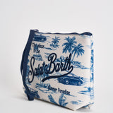 Pochette donna Aline con fantasia tropicale azzurra e bianca ALINE 01078L MC2 SAINT BARTH 