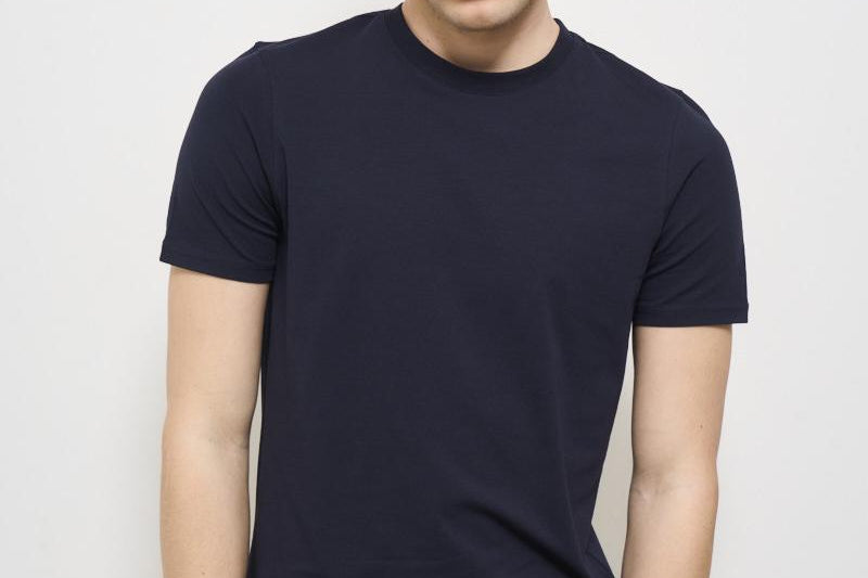 T-shirt uomo girocollo blu AU1300C 1001 ALPHA STUDIO 