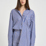 Set camicia e shorts donna over a righe blu TM196419B BLUEROUGENOIR THE ANDAMANE 