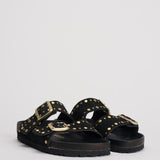 Sandalo donna Arizona nero con borchie oro<BR/> 1027855 BLACK BIRKENSTOCK 