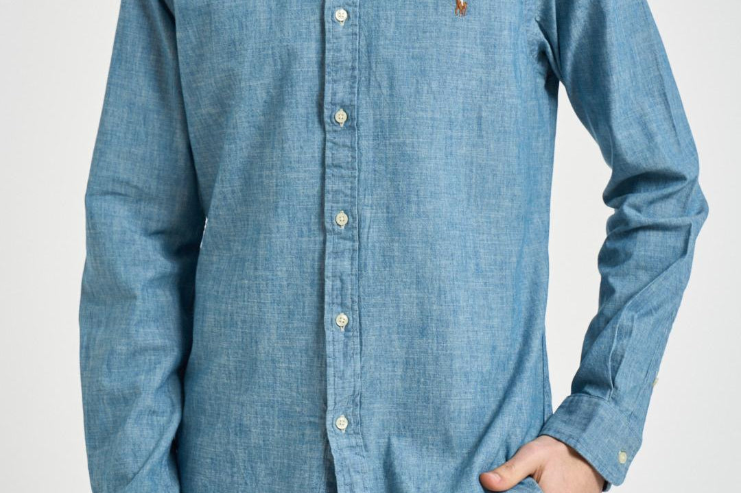 Camicia uomo in denim chiaro 710548538 001 RALPH LAUREN 