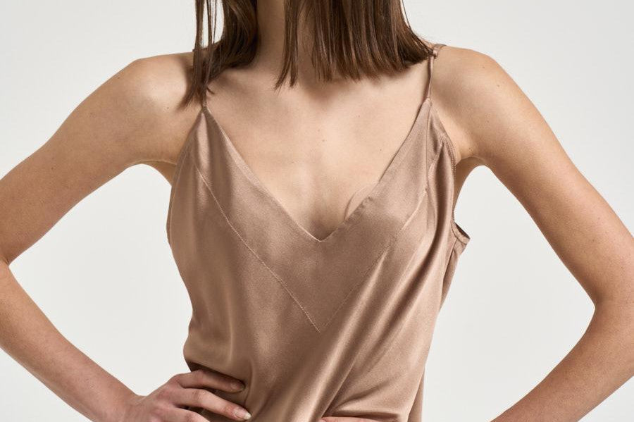 Top donna in raso bronzo luminoso 14585 noce3002 FORTE FORTE 