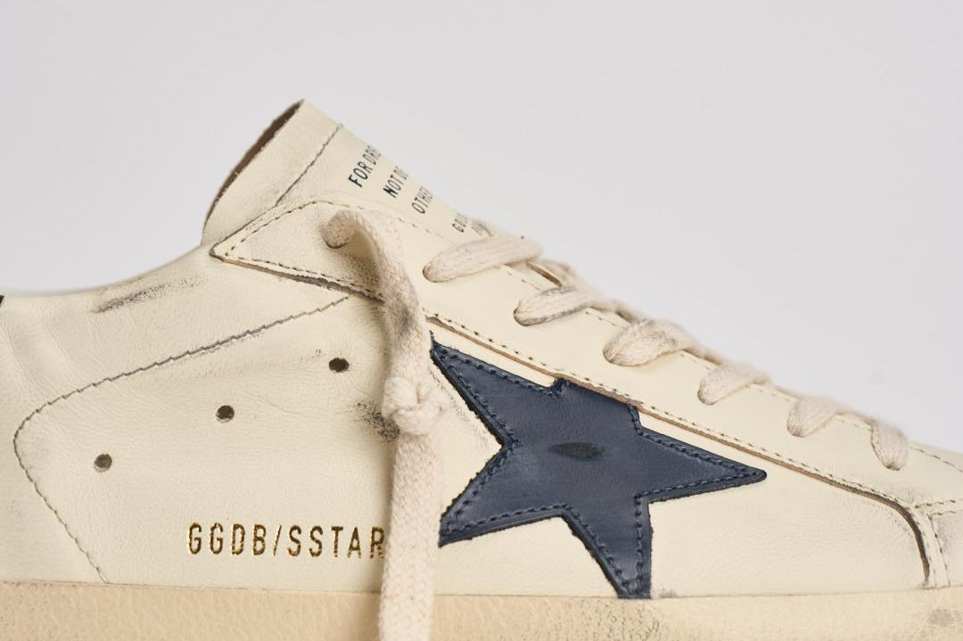 Sneakers uomo Super-star crema e blu GMF00101 F00416415430 GOLDEN GOOSE 