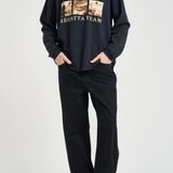 T-shirt uomo manica lunga con stampa nera TT14012 6009BLACK RHUDE 