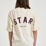 T-shirt donna girocollo avorio con strass GUP01873D P00242111616 GOLDEN GOOSE 