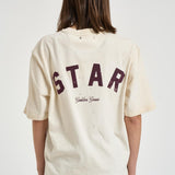 T-shirt donna girocollo avorio con strass GUP01873D P00242111616 GOLDEN GOOSE 