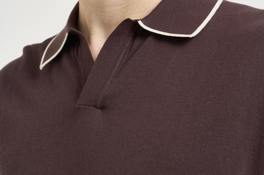 Polo uomo in maglia marrone SLOANCONTRAST 18 MC2 SAINT BARTH 