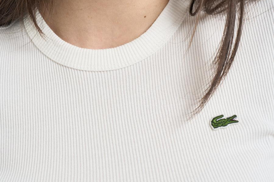 T-shirt donna a costine bianca TF5538 70V LACOSTE 
