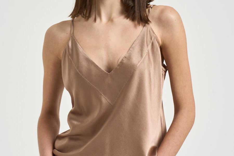 Top donna in raso bronzo luminoso 14585 noce3002 FORTE FORTE 