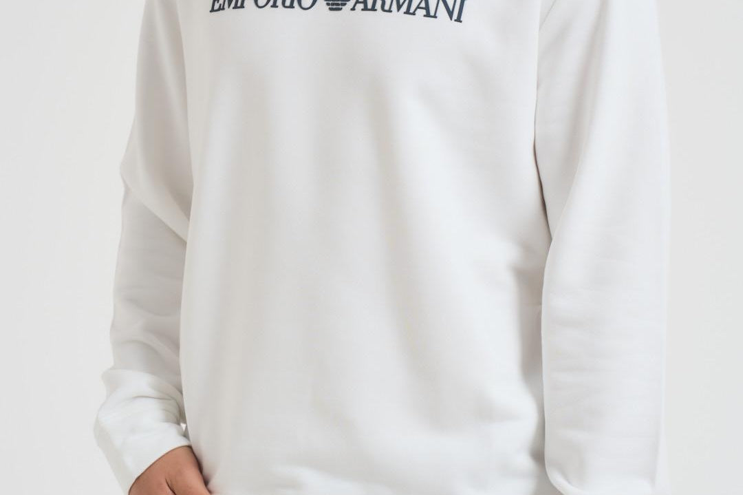Felpa uomo girocollo bianca 8N1MR6 1JRIZF109 EMPORIO ARMANI 