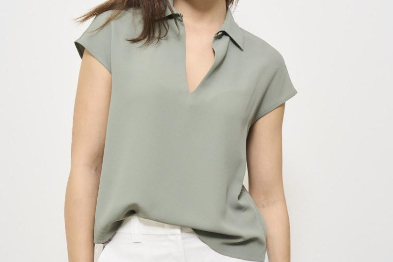 Blusa smanicata donna verde salvia 5S1003 L8045704 GLANSHIRT 