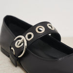 Ballerina donna Uma Eyelet nera con borchie RKLS08FL159 BLACK AEYDE 