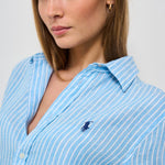 Camicia donna in lino gessata celeste 211970691 004 RALPH LAUREN 