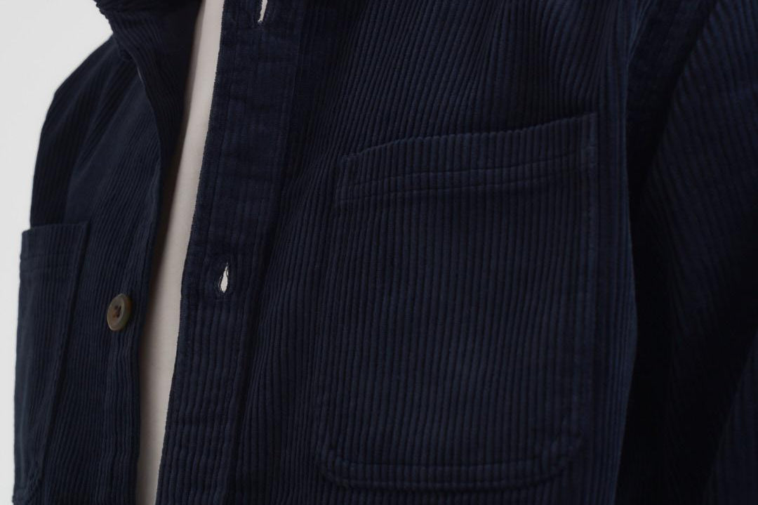 Overshirt uomo in velluto a coste blu 1000541 460 LES DEUX 