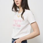 T-shirt donna bianca con logo rosa MA033 270 ELISABETTA FRANCHI 