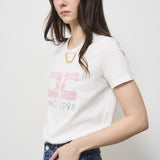 T-shirt donna bianca con logo rosa MA033 270 ELISABETTA FRANCHI 