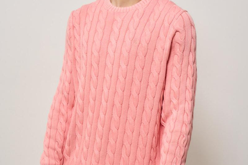 Maglia uomo a treccia rosa 710965867 004 RALPH LAUREN 
