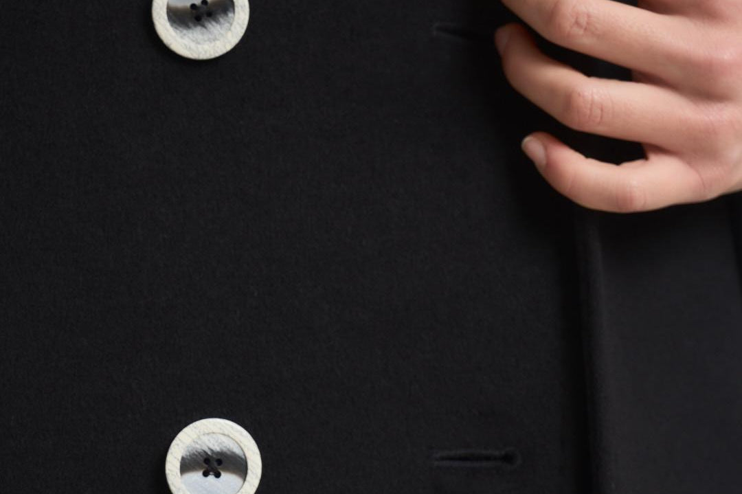 Cappotto lungo donna doppiopetto nero MYRNA DEBORA21 ACCADEMIE TESSILI 