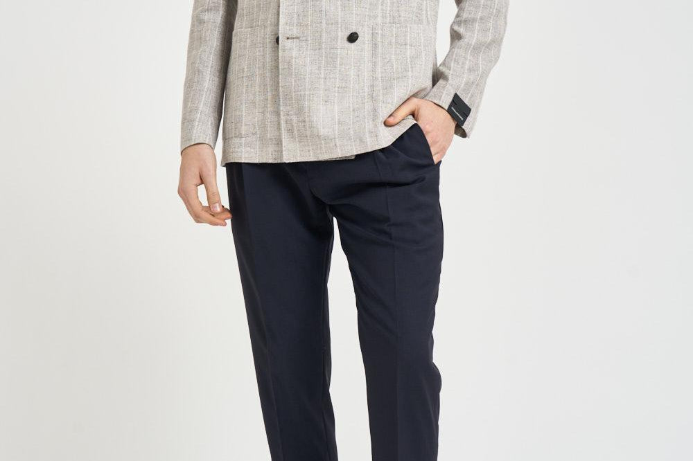 Giacca uomo doppiopetto gessata grigio chiaro 1SMC20K 850049T3259 TAGLIATORE 