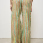 Pantaloni donna a palazzo in lamé verdi 13919 6014 FORTE FORTE 