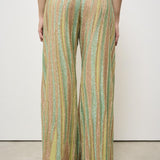 Pantaloni donna a palazzo in lamé verdi 13919 6014 FORTE FORTE 