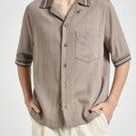 Camicia uomo a maniche corte tortora GMP02612 P00232760398 GOLDEN GOOSE 