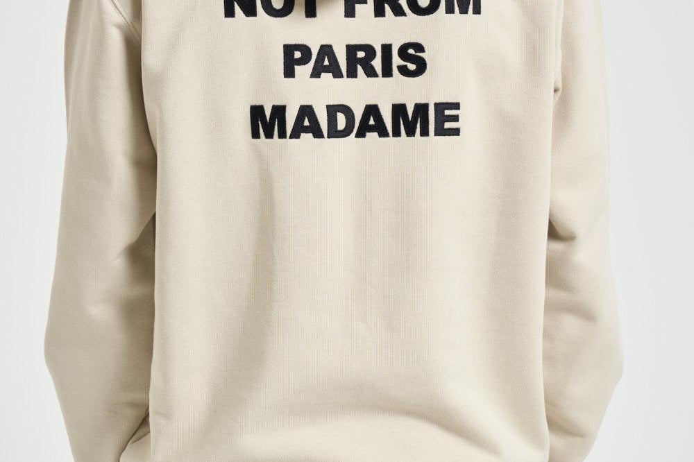 Felpa uomo con cappuccio beige slogan HO162 CO127MT DROLE DE MONSIEUR 