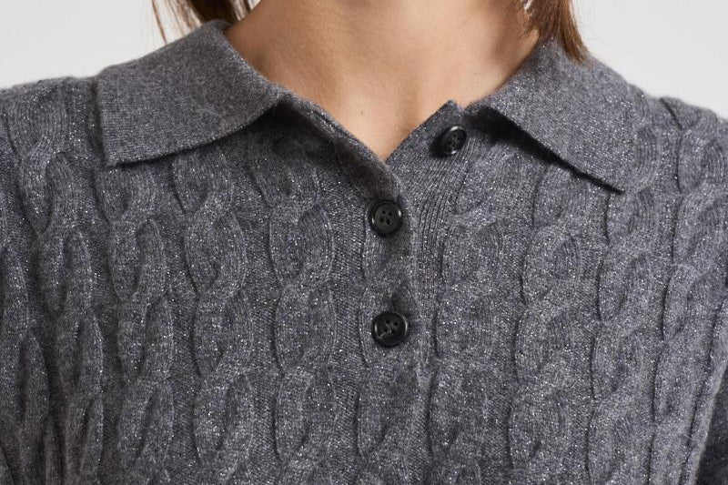 Polo donna Magnolie a trecce grigia 2025302 GRAPHITE LISA YANG 
