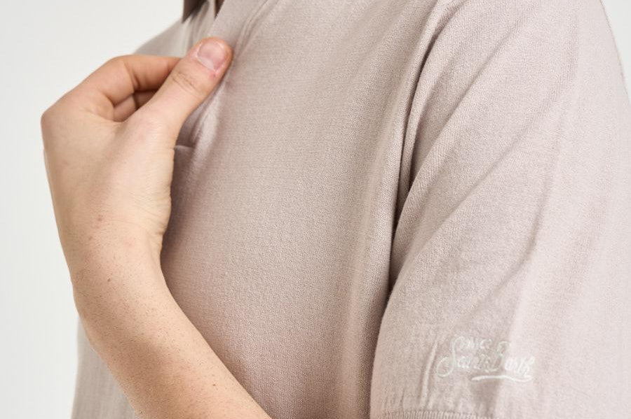 Polo uomo in maglia beige chiaro SLOANCOTTON 15H MC2 SAINT BARTH 
